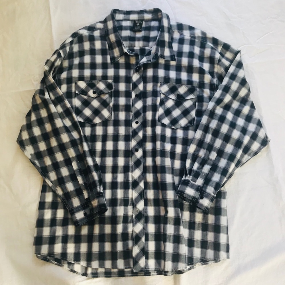 Blue Gear Men's Long Sleeve Blue Plaid Shirt 4XL